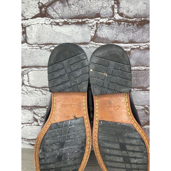 Clarks TOR Ltd England Black Leather Monk Strap Wingtip Shoes Men Sz 9M US/42EU - Picture 8 of 16